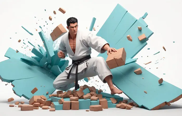 Martial Artist in Action Realistic 3d Picture Illustration